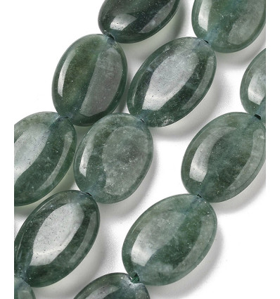 18x13mm - jade teinté ovale lisse - Chapelet pierre