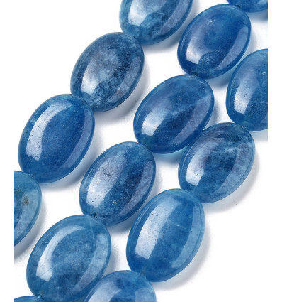 18x13mm - jade teinté ovale lisse - Chapelet pierre