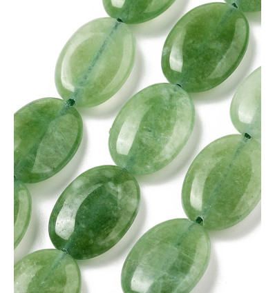 18x13mm - jade teinté ovale lisse - Chapelet pierre