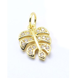 Pendentif monstera+zircon