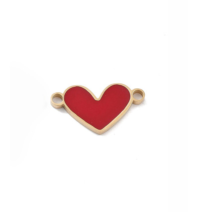 Connecteur coeur émaillé rouge