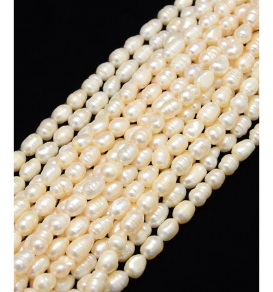 6x7mm - perles grain de riz de culture naturelles - Chapelet