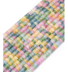 Chapelet Heishi en pierre facettée - quartz rose