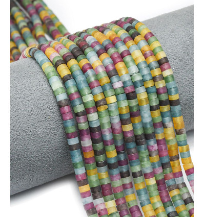 4mm - Chapelet Heishi en jade multicolore