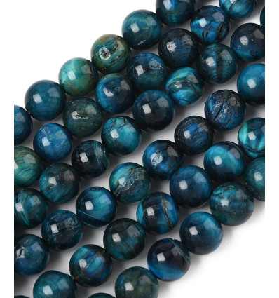 8mm - oeil de tigre bleu - Chapelet pierre