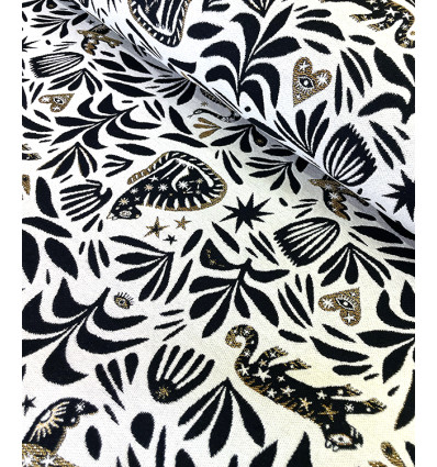 Tissu jacquard bio "Leaf" - Mind The Maker