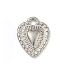 Pendentif médaille coeur acier inox
