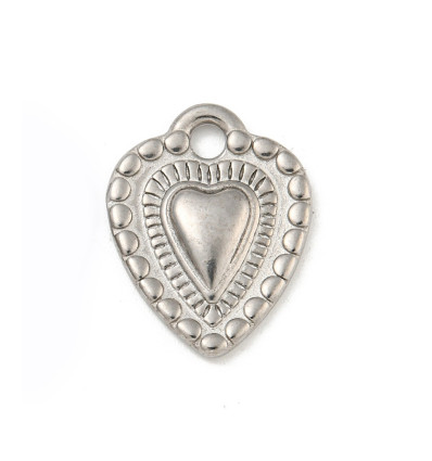 Pendentif médaille coeur acier inox