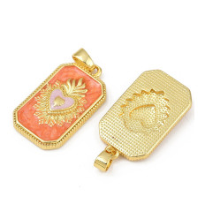 Pendentif plaque coeur ex-voto jaune/rose