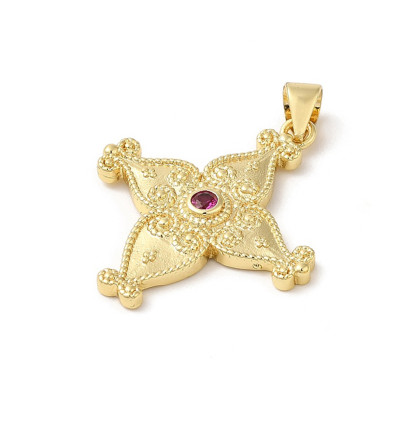 Pendentif oeil articulé + zircon vert