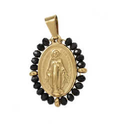 Pendentif vierge entourée de perles