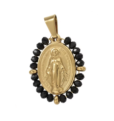 Pendentif vierge entourée de perles