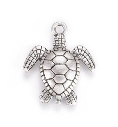 pendentif grosse tortue argentée