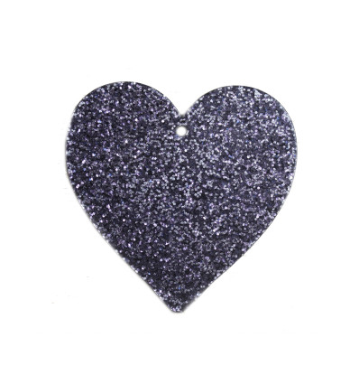 pendentif gros coeur paillettes en acétate