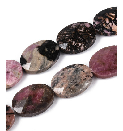 18x13mm - rhodonite ovale facettée - Chapelet pierre