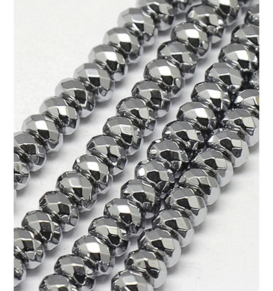 6x4mm - hématite synth. donuts facettés - Chapelet pierre