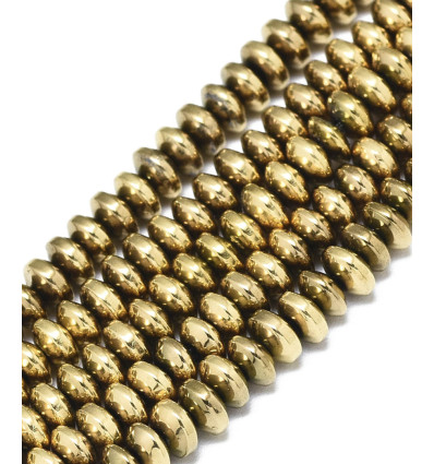 4x2mm - hématite synth. soucoupe - Chapelet pierre