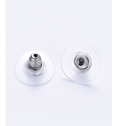 Embout plastique+acier pour boucles d'oreilles (2pcs)