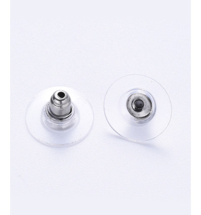 Embout plastique+acier pour boucles d'oreilles (2pcs)