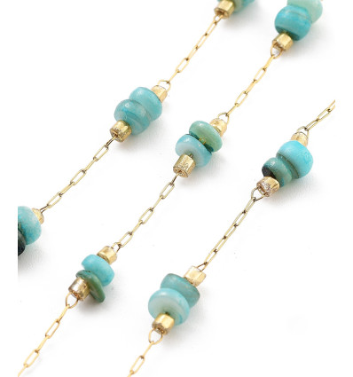 Chaine perle coquillage bleu (10cm)