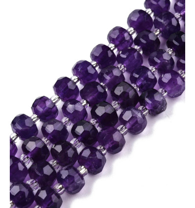8x6mm - améthyste - Chapelet pierre donut