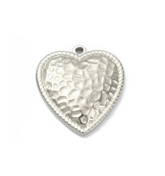 Pendentif gros coeur martelé