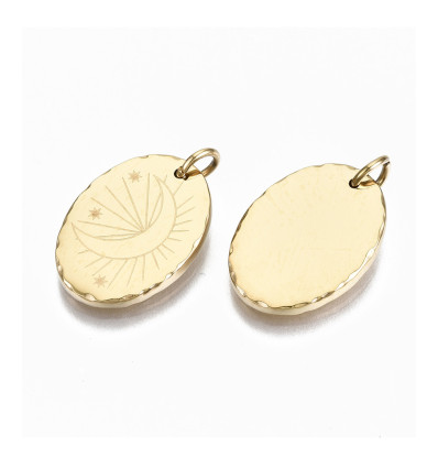 Ø17x12mm - Pendentif lune gravée