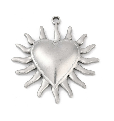 Pendentif gros coeur rayonnant
