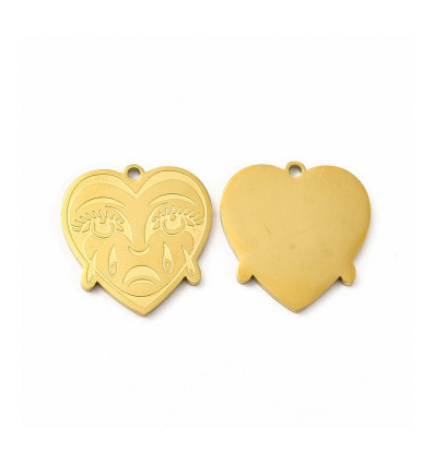 Pendentif coeur visage qui pleure