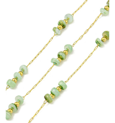 Chaine perles coquillages - acier inoxydable (10 cm)