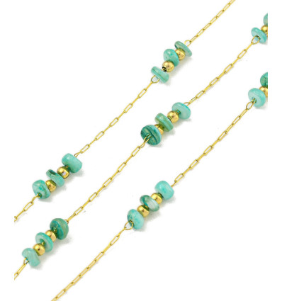 Chaine perles coquillages - acier inoxydable (10 cm)