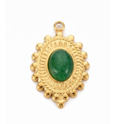Pendentif oeil articulé + zircon vert