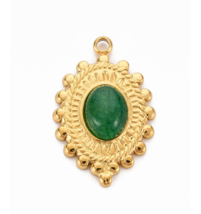 Pendentif ovale avec cabochon agate rouge