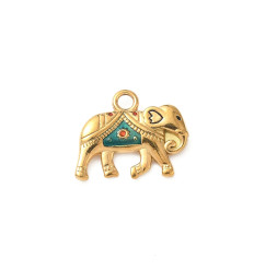 Pendentif oeil articulé + zircon vert