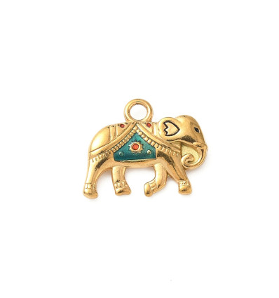 Pendentif oeil articulé + zircon vert
