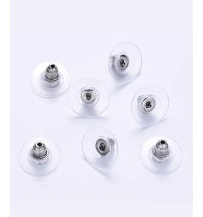 100pcs - Embout plastique+acier pour boucles d'oreilles