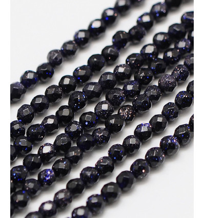 2mm - gold stone bleu synth. - Chapelet pierre facette