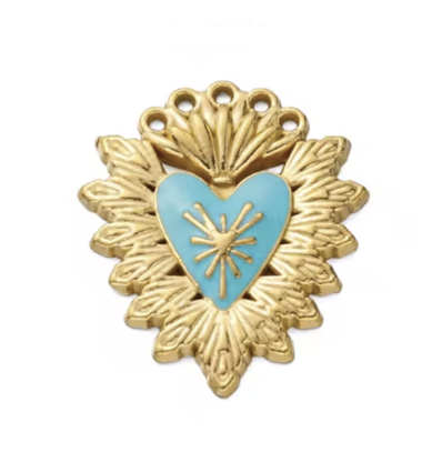 Pendentif oeil articulé + zircon vert