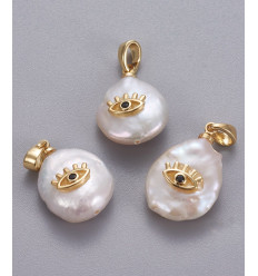 Pendentif perle de culture avec étoile plaquée or