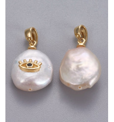 Pendentif perle de culture avec étoile plaquée or