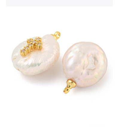 Pendentif perle de culture avec étoile plaquée or