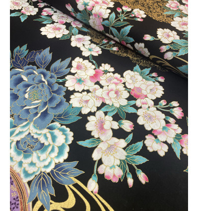 Tissu Sakura on blue by Kokka