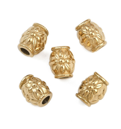 8x6.5mm - perle intercalaire canon avec fleurs (1pc)