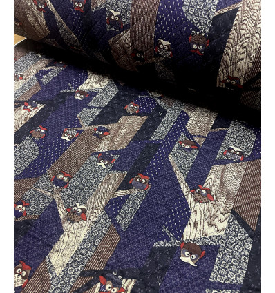 Tissu Sakura on blue by Kokka