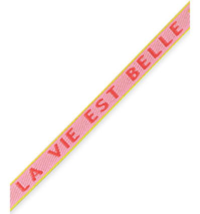 Ruban brodé "La vie est belle"