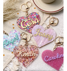 pendentif gros coeur paillettes en acétate