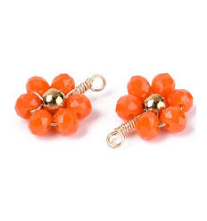 Pendentif fleur tissée orange