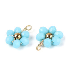 Pendentif fleur tissée bleu foncé