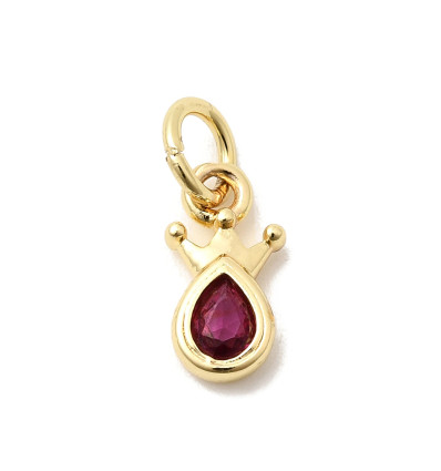 Mini pendentif zircon goutte avec couronne