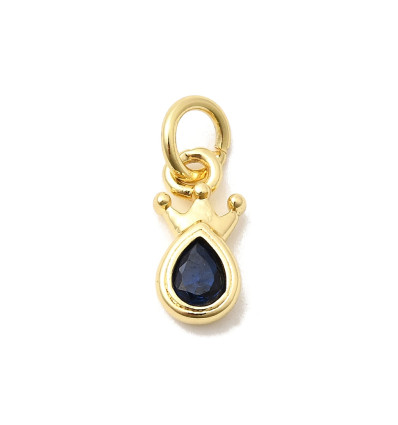 Mini pendentif zircon goutte avec couronne